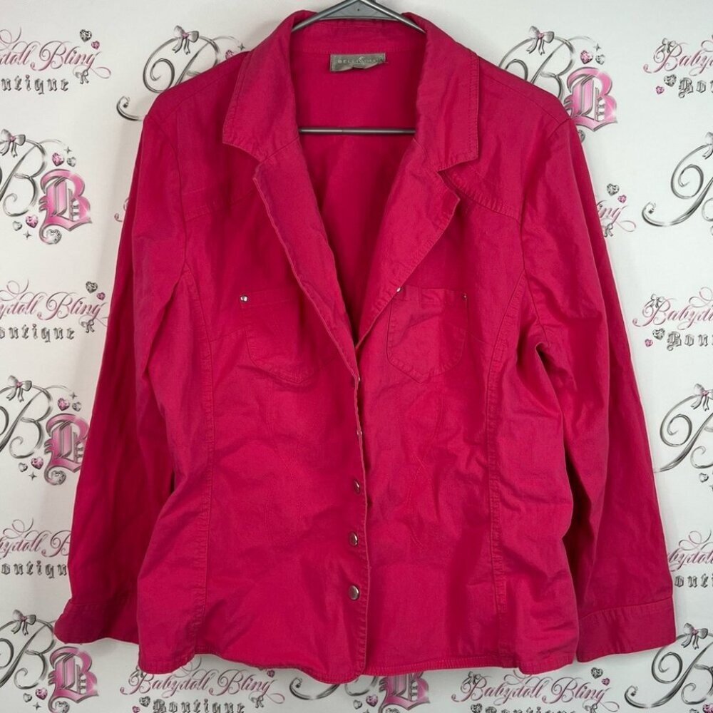 Bellissma blazer bright pink buttons silver Women's Pink Jacket